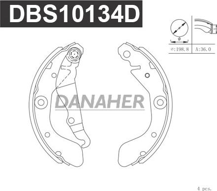 Danaher DBS10134D - Комплект гальм, барабанний механізм avtolavka.club