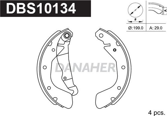 Danaher DBS10134 - Комплект гальм, барабанний механізм avtolavka.club