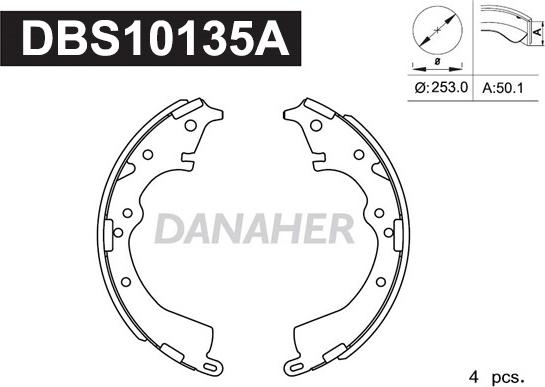 Danaher DBS10135A - Комплект гальм, барабанний механізм avtolavka.club