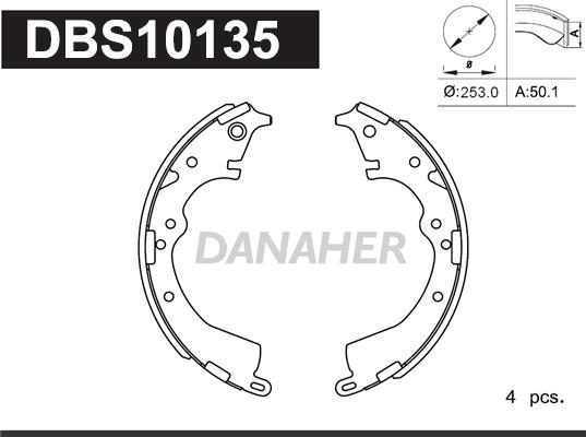 Danaher DBS10135 - Комплект гальм, барабанний механізм avtolavka.club