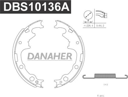 Danaher DBS10136A - Комплект гальм, барабанний механізм avtolavka.club
