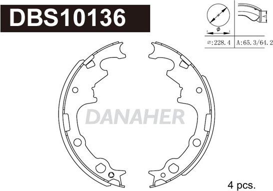 Danaher DBS10136 - Комплект гальм, барабанний механізм avtolavka.club