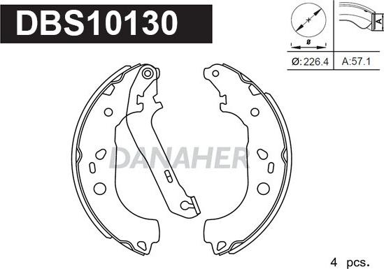 Danaher DBS10130 - Комплект гальм, барабанний механізм avtolavka.club