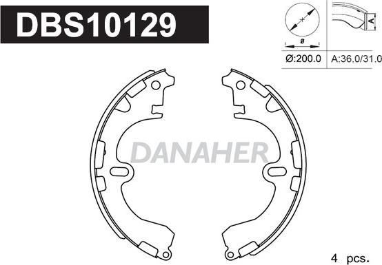 Danaher DBS10129 - Комплект гальм, барабанний механізм avtolavka.club