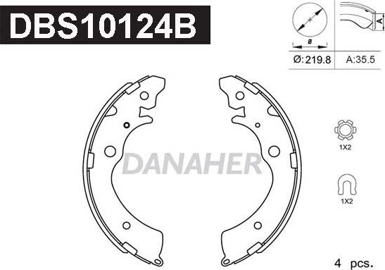 Danaher DBS10124B - Комплект гальм, барабанний механізм avtolavka.club