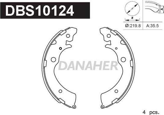 Danaher DBS10124 - Комплект гальм, барабанний механізм avtolavka.club