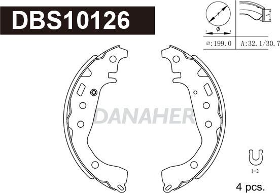 Danaher DBS10126 - Комплект гальм, барабанний механізм avtolavka.club