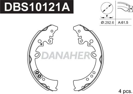 Danaher DBS10121A - Комплект гальм, барабанний механізм avtolavka.club