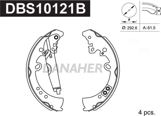 Danaher DBS10121B - Комплект гальм, барабанний механізм avtolavka.club