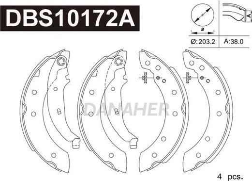 Danaher DBS10172A - Комплект гальм, барабанний механізм avtolavka.club