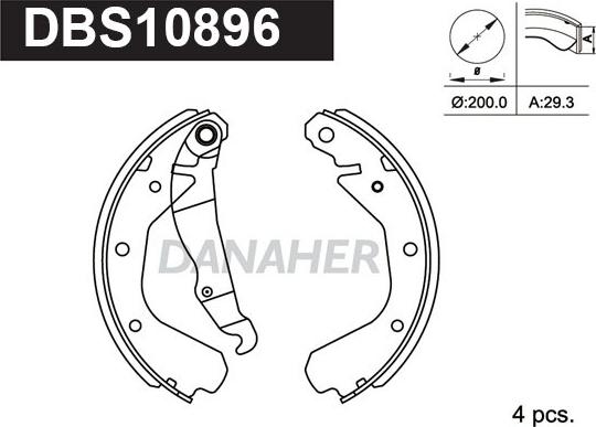 Danaher DBS10896 - Комплект гальм, барабанний механізм avtolavka.club