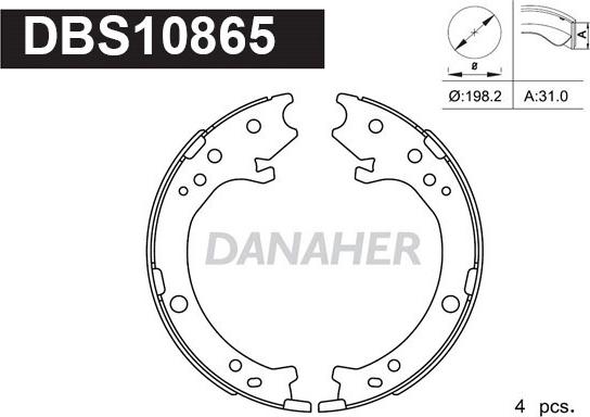 Danaher DBS10865 - Комплект гальм, ручник, парковка avtolavka.club