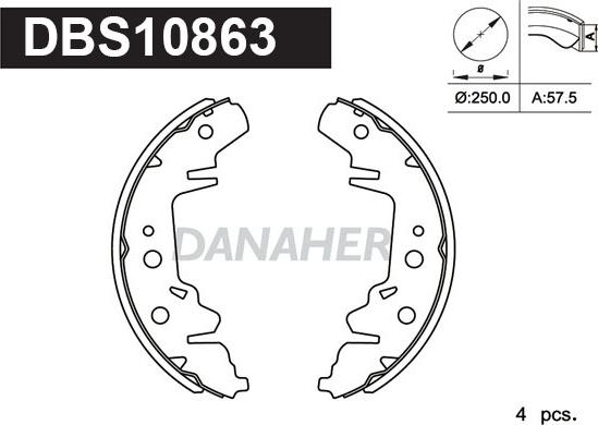 Danaher DBS10863 - Комплект гальм, барабанний механізм avtolavka.club