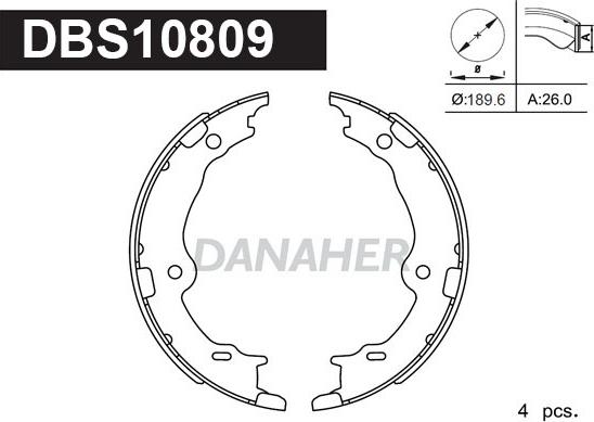 Danaher DBS10809 - Комплект гальм, ручник, парковка avtolavka.club
