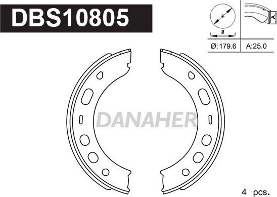 Danaher DBS10805 - Комплект гальм, ручник, парковка avtolavka.club