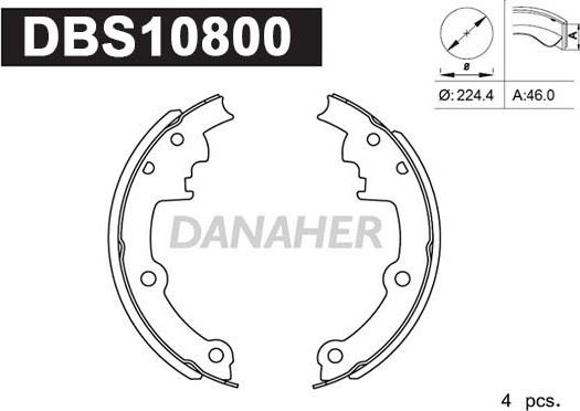 Danaher DBS10800 - Комплект гальм, барабанний механізм avtolavka.club