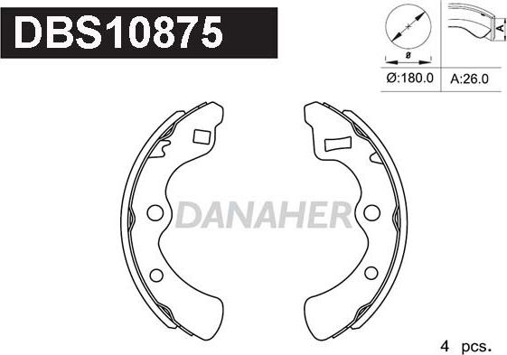 Danaher DBS10875 - Комплект гальм, барабанний механізм avtolavka.club