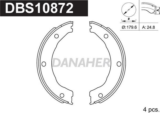 Danaher DBS10872 - Комплект гальм, ручник, парковка avtolavka.club