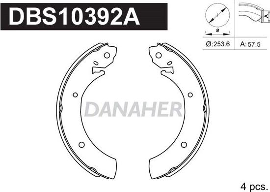 Danaher DBS10392A - Комплект гальм, барабанний механізм avtolavka.club