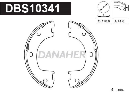 Danaher DBS10341 - Комплект гальм, ручник, парковка avtolavka.club