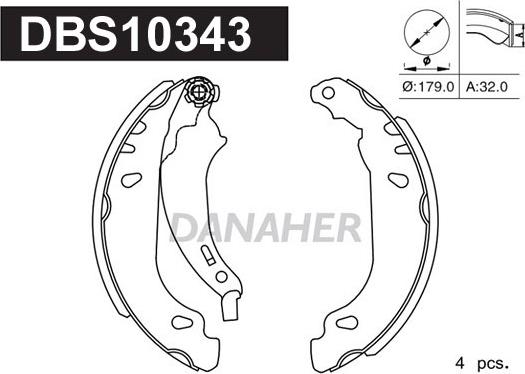 Danaher DBS10343 - Комплект гальм, барабанний механізм avtolavka.club