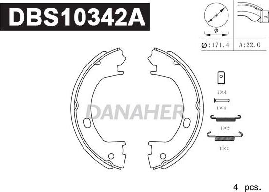 Danaher DBS10342A - Комплект гальм, ручник, парковка avtolavka.club