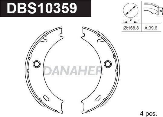Danaher DBS10359 - Комплект гальм, ручник, парковка avtolavka.club