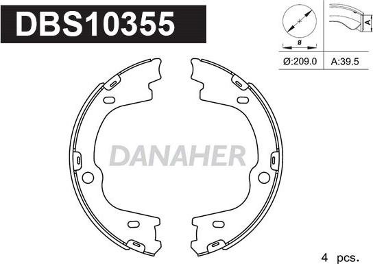 Danaher DBS10355 - Комплект гальм, ручник, парковка avtolavka.club