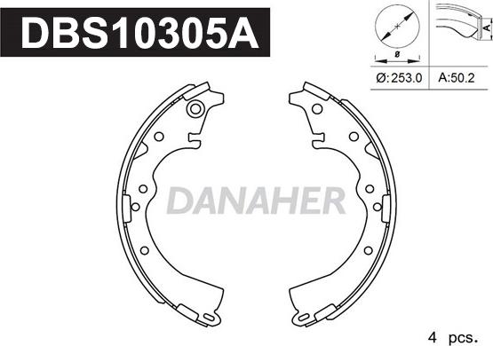Danaher DBS10305A - Комплект гальм, барабанний механізм avtolavka.club