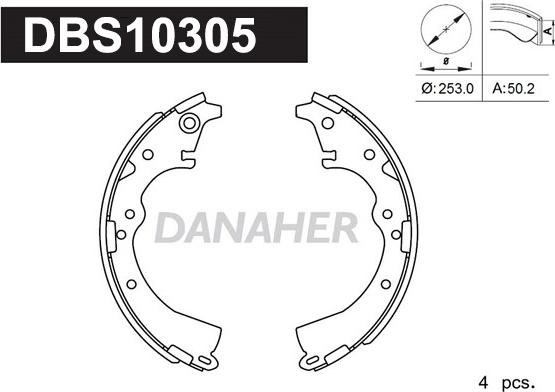 Danaher DBS10305 - Комплект гальм, барабанний механізм avtolavka.club