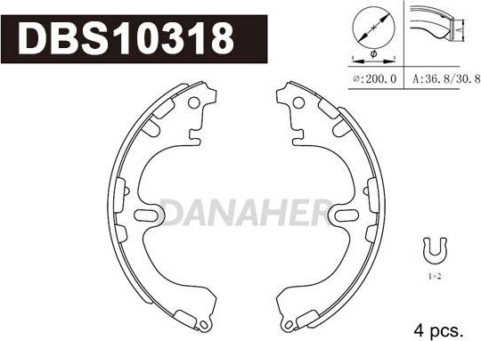 Danaher DBS10318 - Комплект гальм, барабанний механізм avtolavka.club