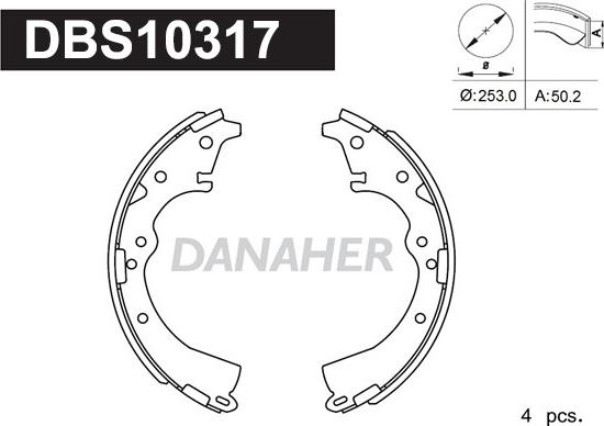 Danaher DBS10317 - Комплект гальм, барабанний механізм avtolavka.club
