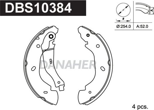 Danaher DBS10384 - Комплект гальм, барабанний механізм avtolavka.club