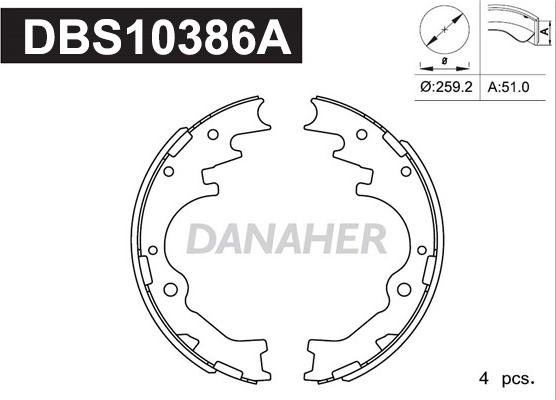 Danaher DBS10386A - Комплект гальм, барабанний механізм avtolavka.club