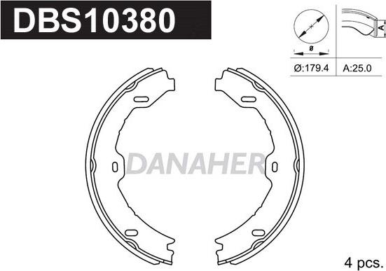 Danaher DBS10380 - Комплект гальм, ручник, парковка avtolavka.club