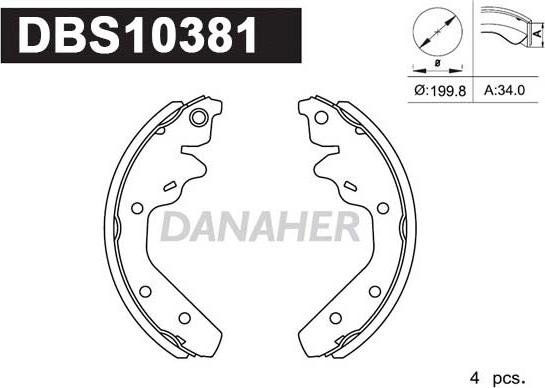 Danaher DBS10381 - Комплект гальм, барабанний механізм avtolavka.club
