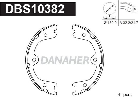 Danaher DBS10382 - Комплект гальм, ручник, парковка avtolavka.club