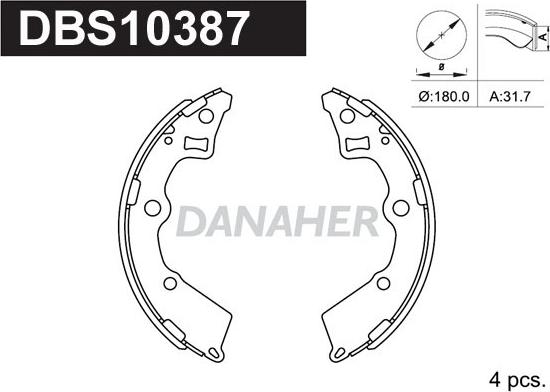Danaher DBS10387 - Комплект гальм, барабанний механізм avtolavka.club