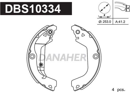 Danaher DBS10334 - Комплект гальм, барабанний механізм avtolavka.club