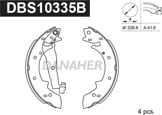 Danaher DBS10335B - Комплект гальм, барабанний механізм avtolavka.club