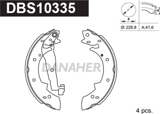 Danaher DBS10335 - Комплект гальм, барабанний механізм avtolavka.club