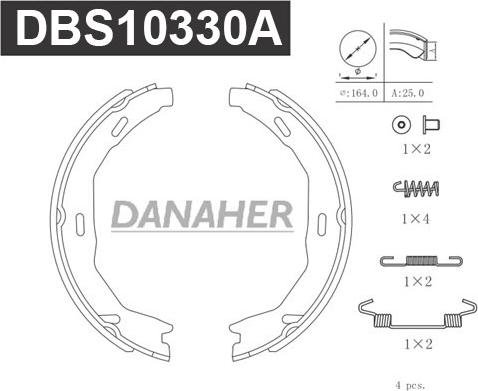 Danaher DBS10330A - Комплект гальм, ручник, парковка avtolavka.club