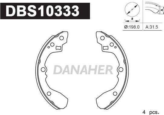 Danaher DBS10333 - Комплект гальм, барабанний механізм avtolavka.club