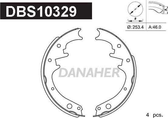 Danaher DBS10329 - Комплект гальм, барабанний механізм avtolavka.club