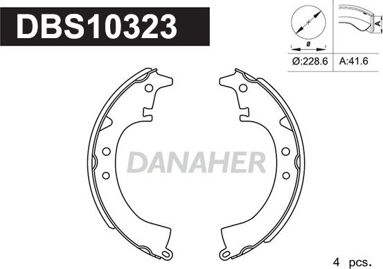 Danaher DBS10323 - Комплект гальм, барабанний механізм avtolavka.club