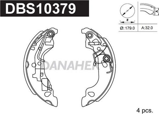 Danaher DBS10379 - Комплект гальм, барабанний механізм avtolavka.club