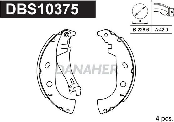 Danaher DBS10375 - Комплект гальм, барабанний механізм avtolavka.club