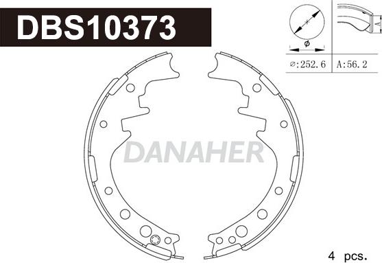 Danaher DBS10373 - Комплект гальм, барабанний механізм avtolavka.club