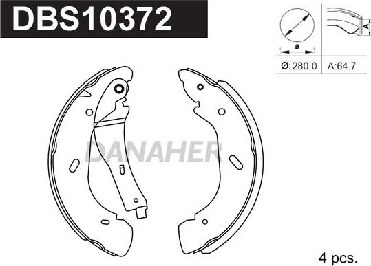 Danaher DBS10372 - Комплект гальм, барабанний механізм avtolavka.club