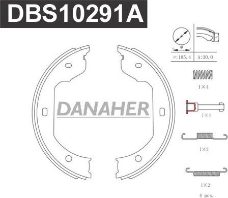 Danaher DBS10291A - Комплект гальм, ручник, парковка avtolavka.club